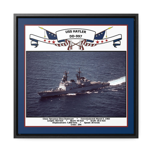 USS Hayler DD-997 Navy Floating Frame Photo Front View