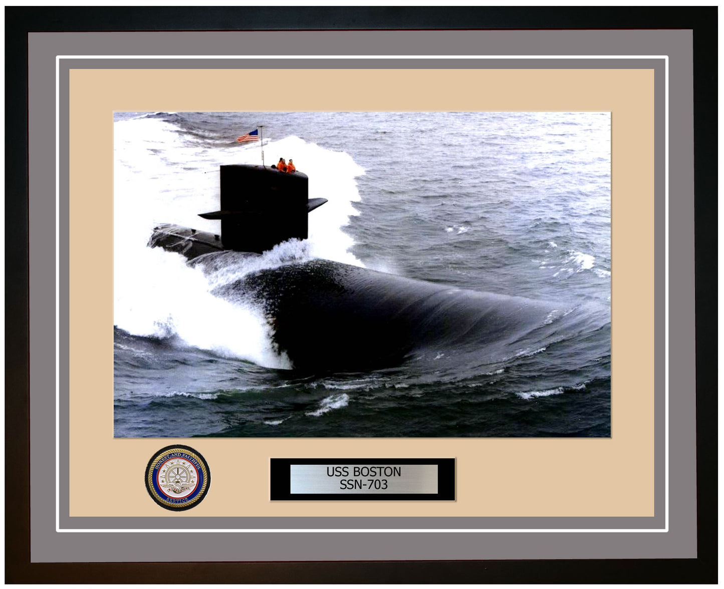 USS Boston SSN-703 Framed Navy Ship Photo Grey