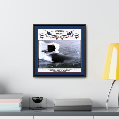 USS Boston SSN-703 Navy Floating Frame Photo Desk View