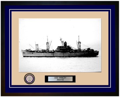 USS Yancey AKA-93 Framed Navy Ship Photo Blue