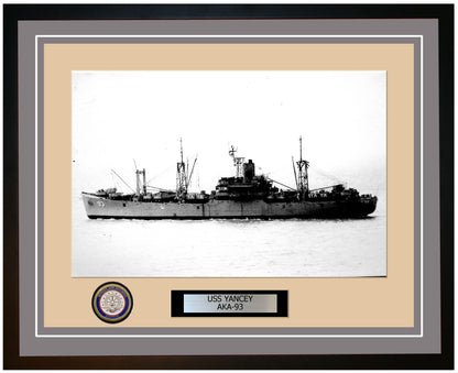 USS Yancey AKA-93 Framed Navy Ship Photo Grey