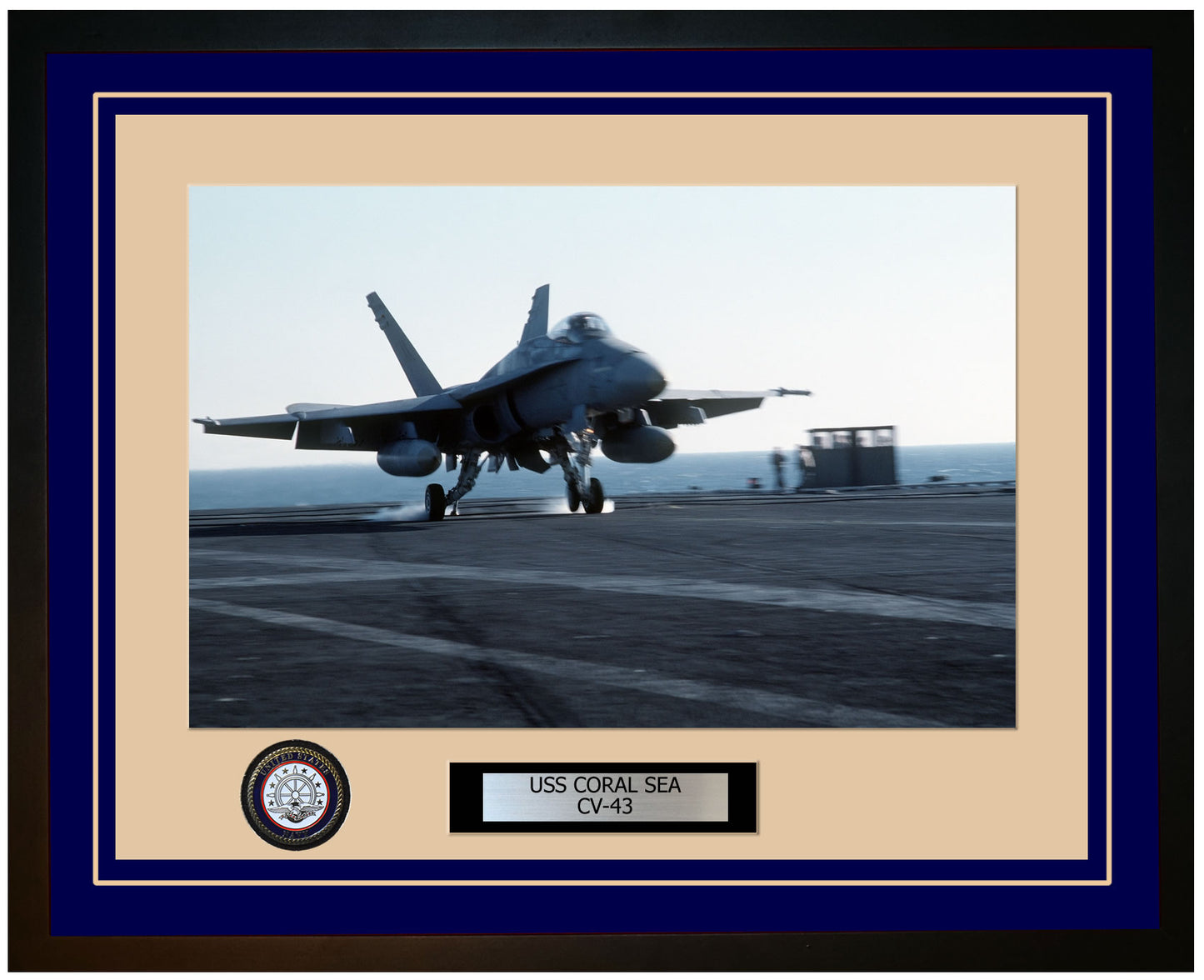 USS CORAL SEA CV-43 Framed Navy Ship Photo Blue
