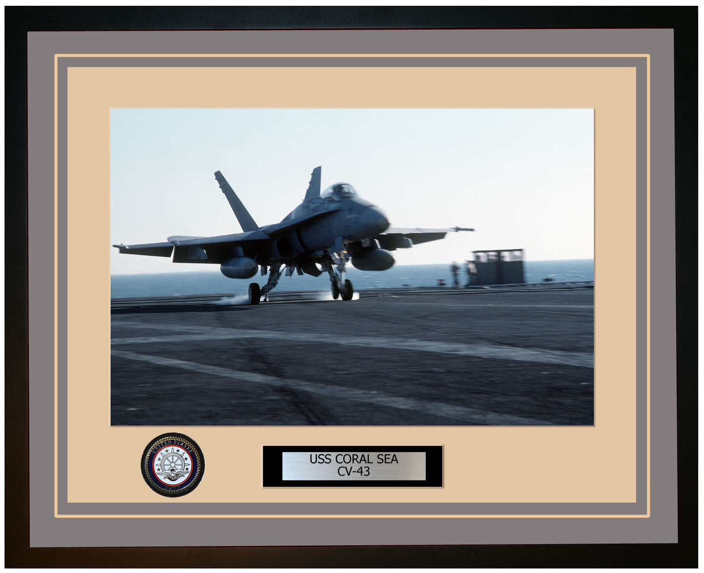 USS CORAL SEA CV-43 Framed Navy Ship Photo Grey