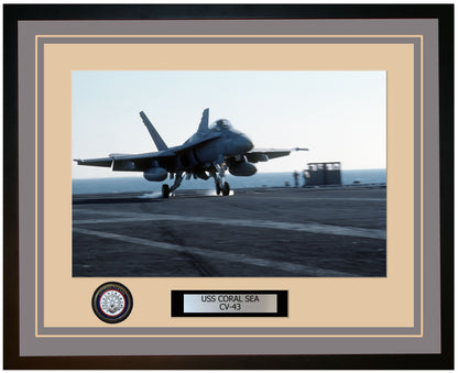 USS CORAL SEA CV-43 Framed Navy Ship Photo Grey