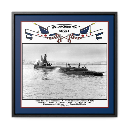 USS Archerfish SS-311 Navy Floating Frame Photo Front View