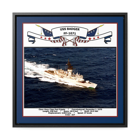 USS Badger FF-1071 Navy Floating Frame Photo Front View