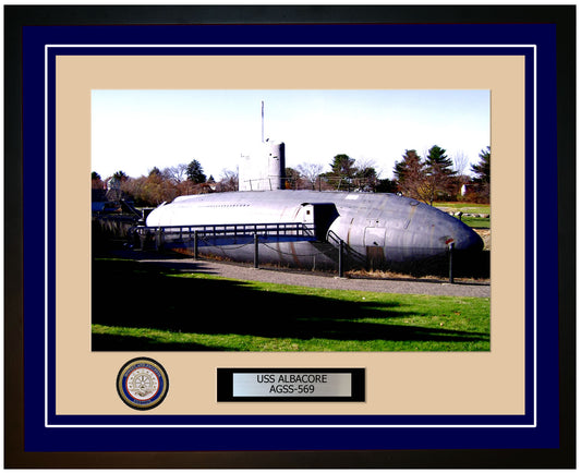 USS Albacore AGSS-569 Framed Navy Ship Photo Blue