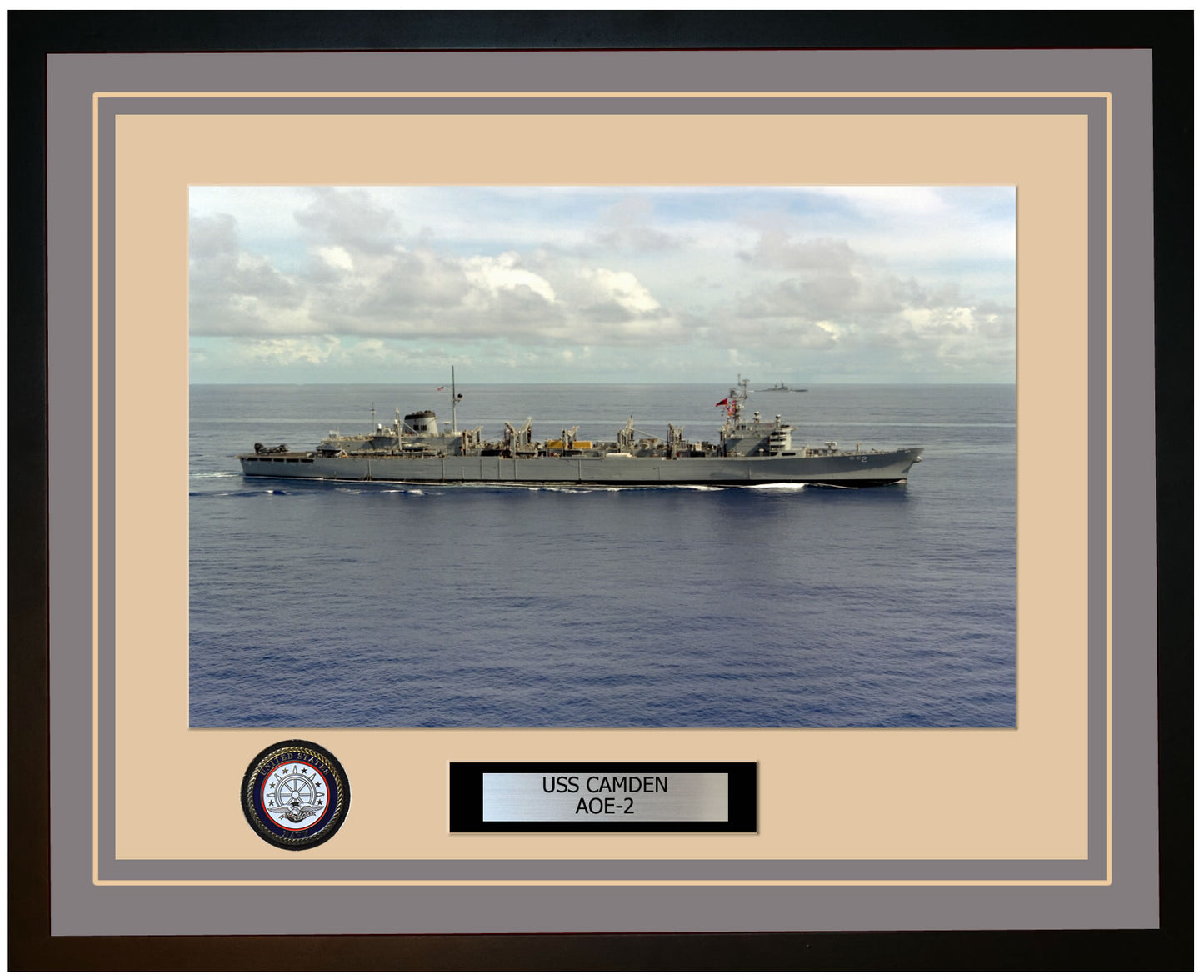 USS CAMDEN AOE-2 Framed Navy Ship Photo Grey