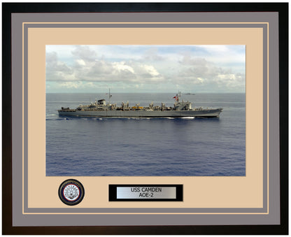 USS CAMDEN AOE-2 Framed Navy Ship Photo Grey