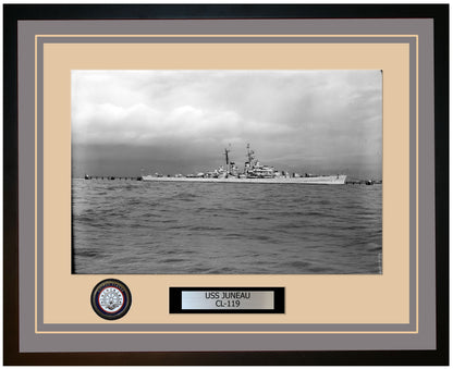 USS JUNEAU CL-119 Framed Navy Ship Photo Grey