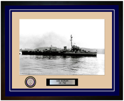 USS Borum DE-790 Framed Navy Ship Photo Blue