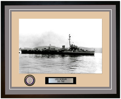 USS Borum DE-790 Framed Navy Ship Photo Grey