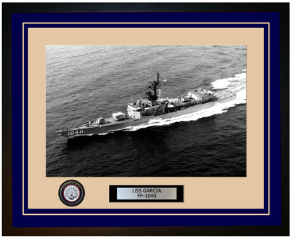 USS GARCIA FF-1040 Framed Navy Ship Photo Blue