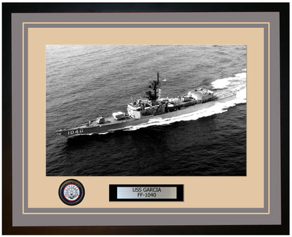 USS GARCIA FF-1040 Framed Navy Ship Photo Grey