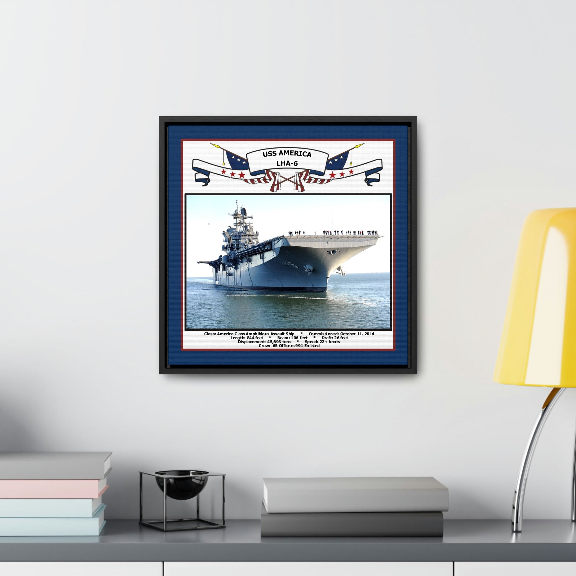 USS America LHA-6 Navy Floating Frame Photo Desk View