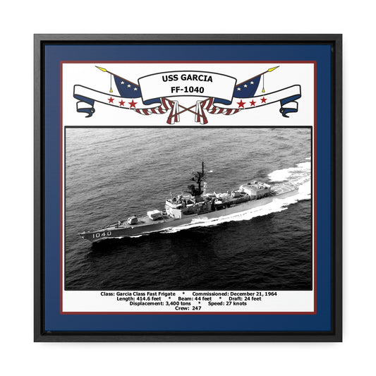 USS Garcia FF-1040 Navy Floating Frame Photo Front View
