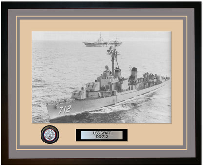 USS GYATT DD-712 Framed Navy Ship Photo Grey