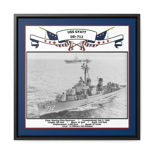 USS Gyatt DD-712 Navy Floating Frame Photo Front View