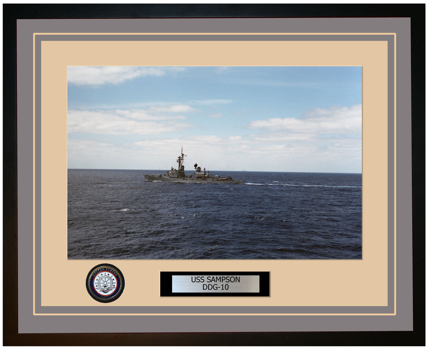 USS SAMPSON DDG-10 Framed Navy Ship Photo Grey