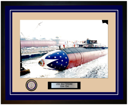 USS Baltimore SSN-704 Framed Navy Ship Photo Blue