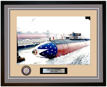 USS Baltimore SSN-704 Framed Navy Ship Photo Grey