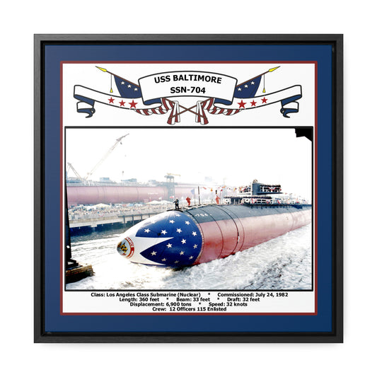 USS Baltimore SSN-704 Navy Floating Frame Photo Front View