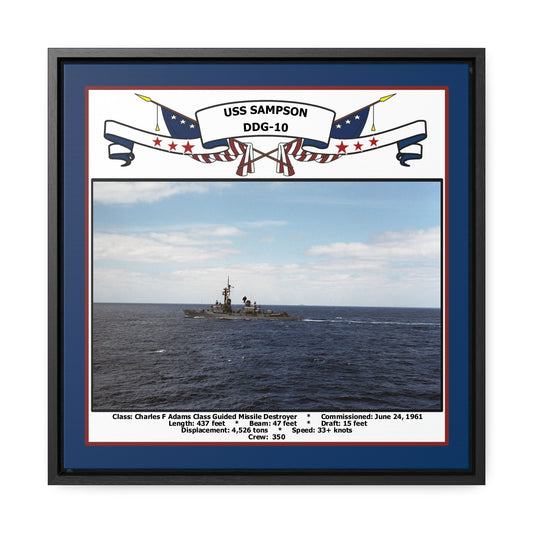 USS Sampson DDG-10 Navy Floating Frame Photo Front View