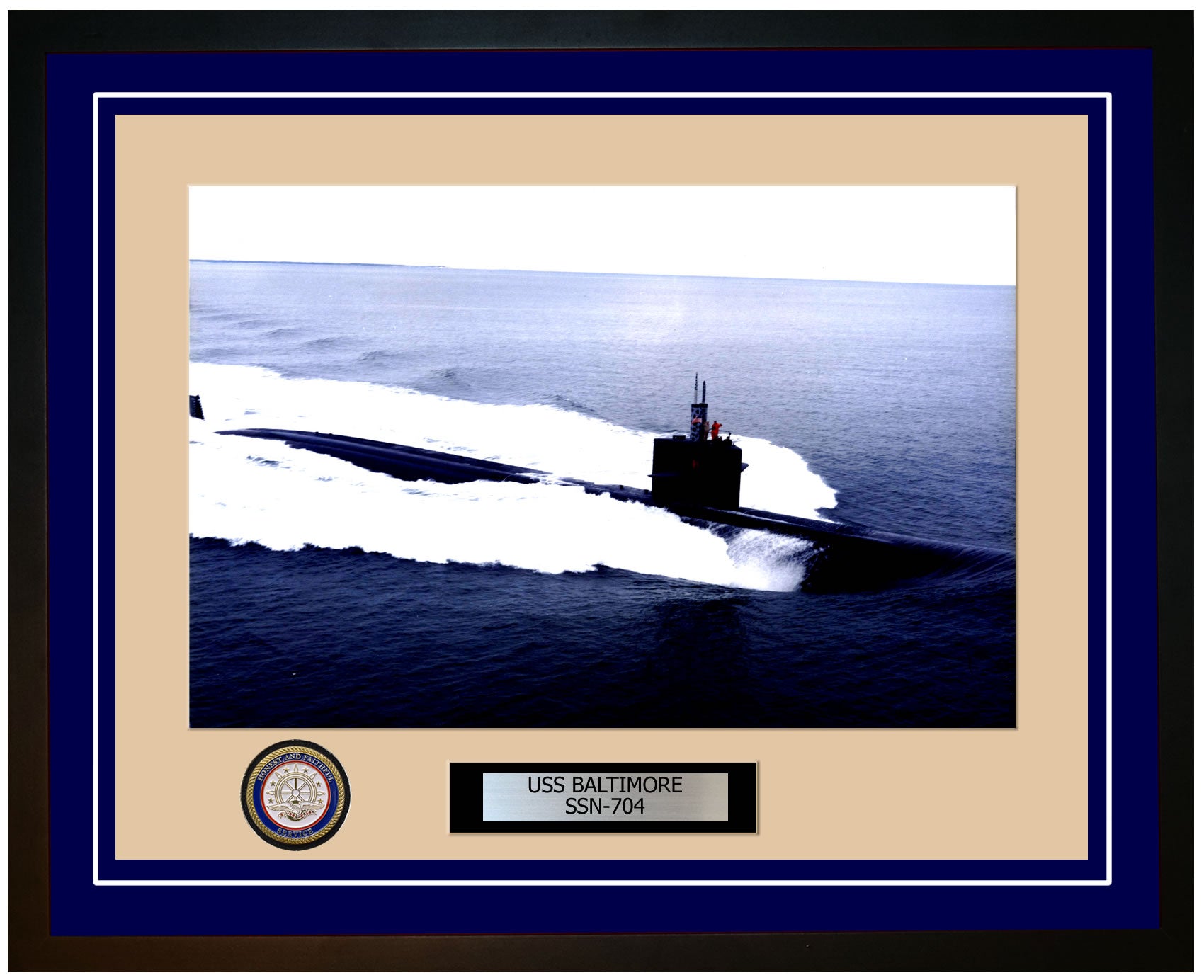 USS Baltimore SSN-704 Framed Navy Ship Photo Blue