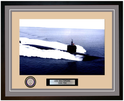 USS Baltimore SSN-704 Framed Navy Ship Photo Grey