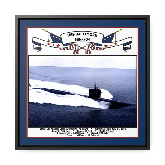 USS Baltimore SSN-704 Navy Floating Frame Photo Front View