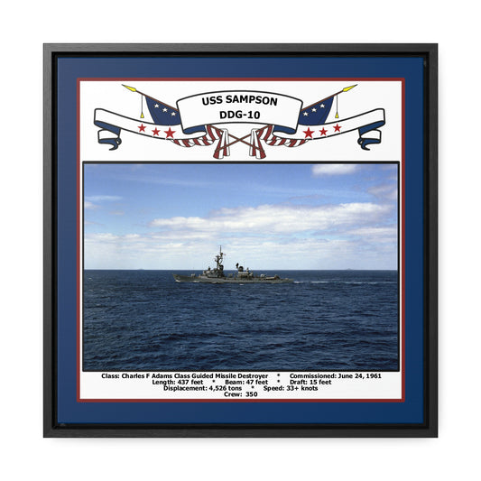 USS Sampson DDG-10 Navy Floating Frame Photo Front View