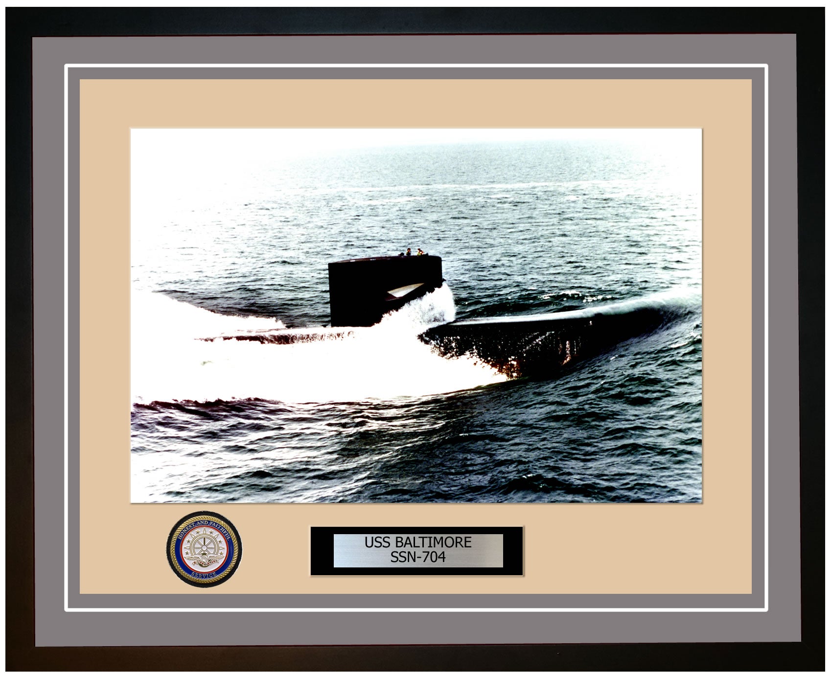 USS Baltimore SSN-704 Framed Navy Ship Photo Grey