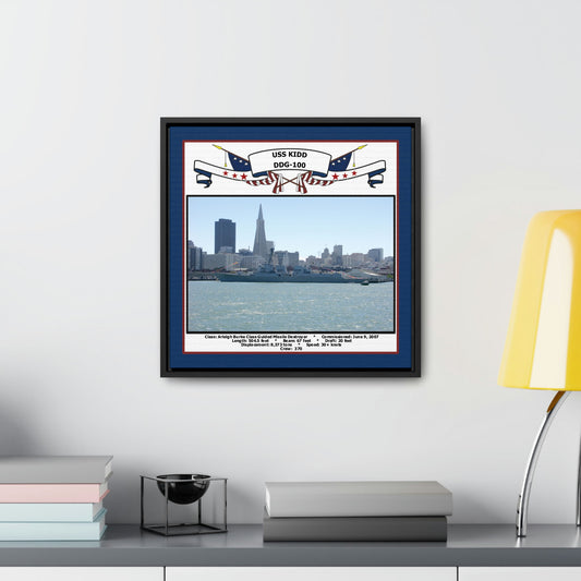 USS Kidd DDG-100 Navy Floating Frame Photo Desk View