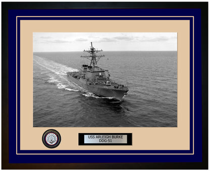 USS ARLEIGH BURKE DDG-51 Framed Navy Ship Photo Blue