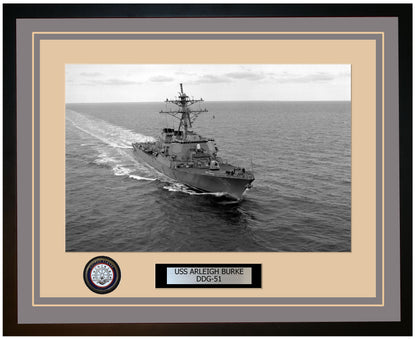 USS ARLEIGH BURKE DDG-51 Framed Navy Ship Photo Grey
