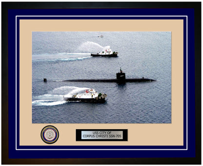 USS City Of Corpus Christi SSN-705 Framed Navy Ship Photo Blue