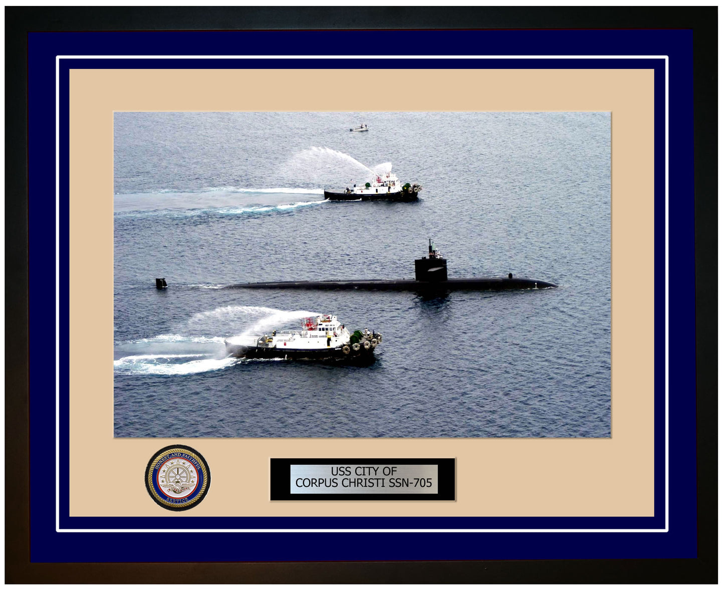 USS City Of Corpus Christi SSN-705 Framed Navy Ship Photo Blue