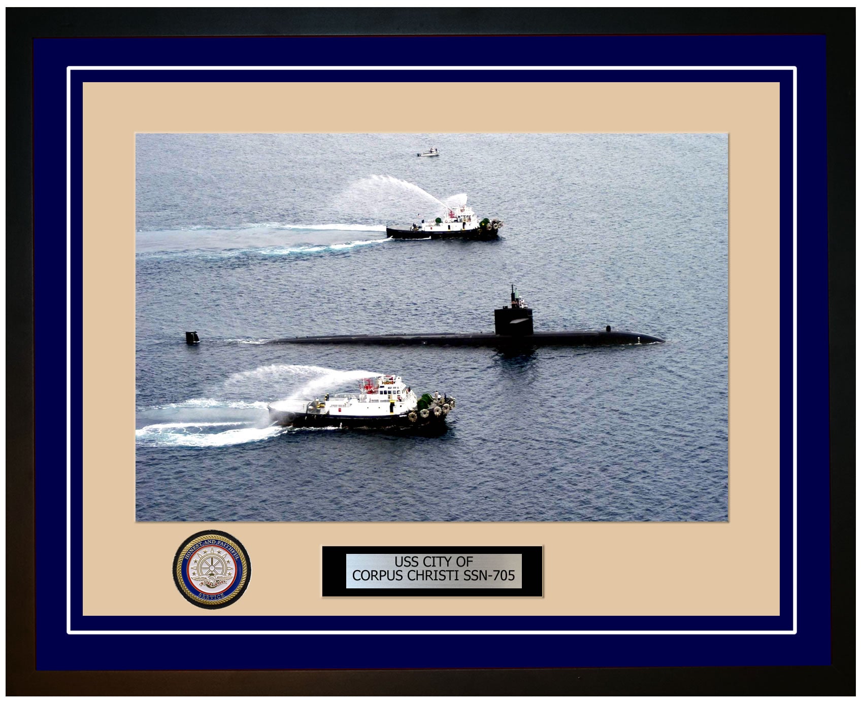 USS City Of Corpus Christi SSN-705 Framed Navy Ship Photo Blue