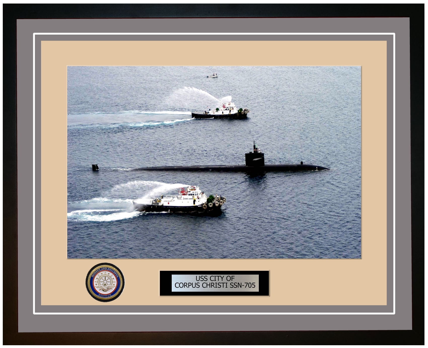 USS City Of Corpus Christi SSN-705 Framed Navy Ship Photo Grey