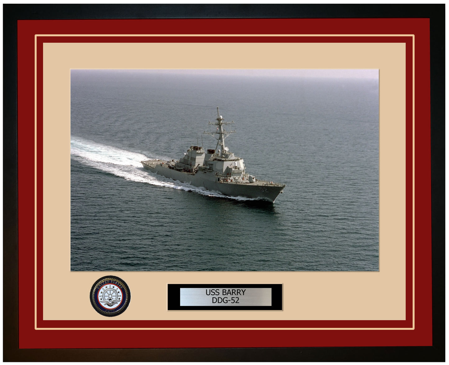 USS BARRY DDG-52 Framed Navy Ship Photo Burgundy