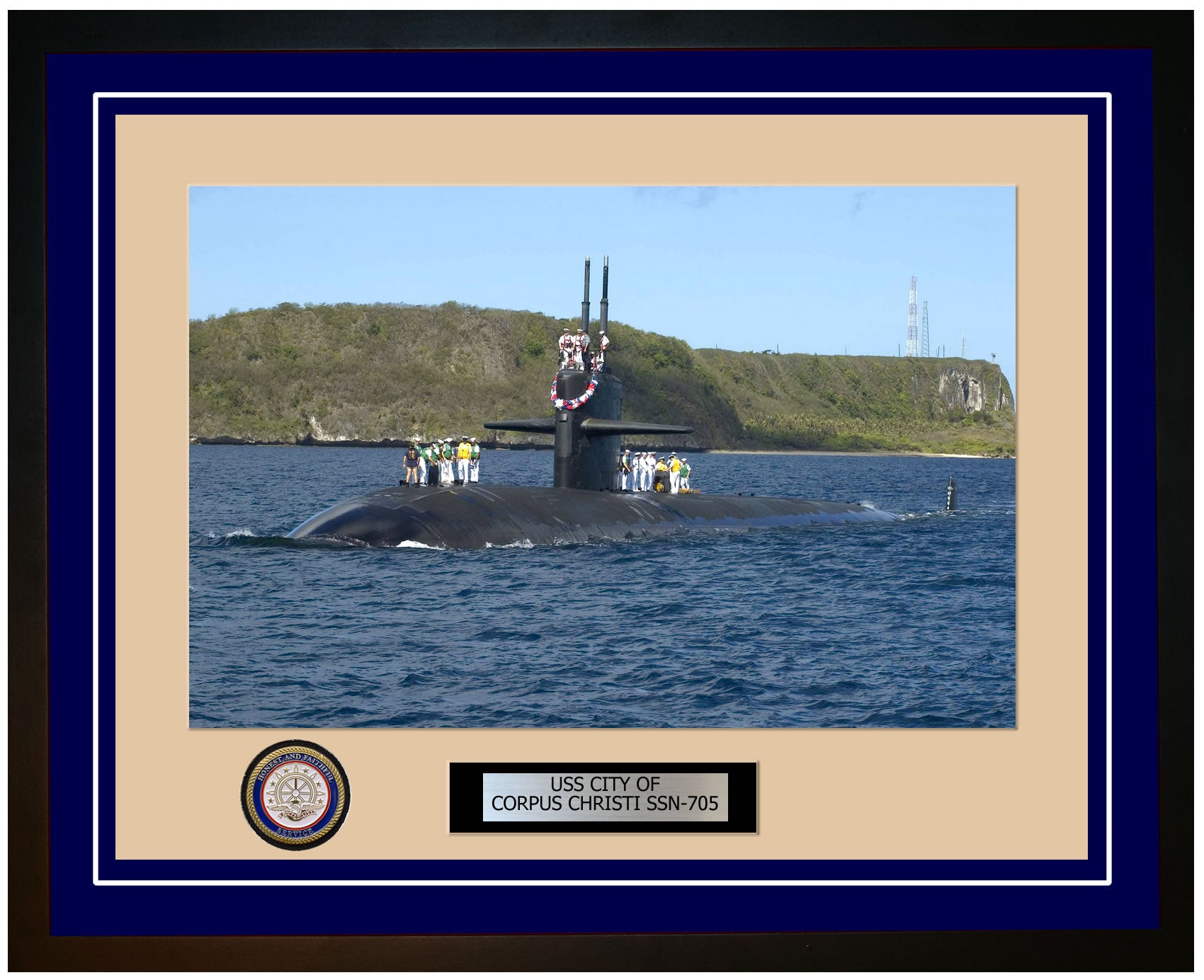 USS City Of Corpus Christi SSN-705 Framed Navy Ship Photo Blue