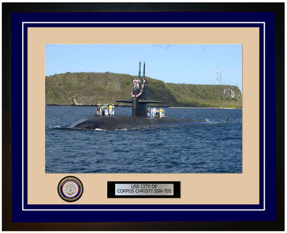 USS City Of Corpus Christi SSN-705 Framed Navy Ship Photo Blue