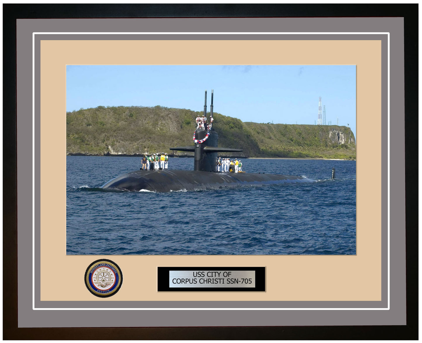 USS City Of Corpus Christi SSN-705 Framed Navy Ship Photo Grey
