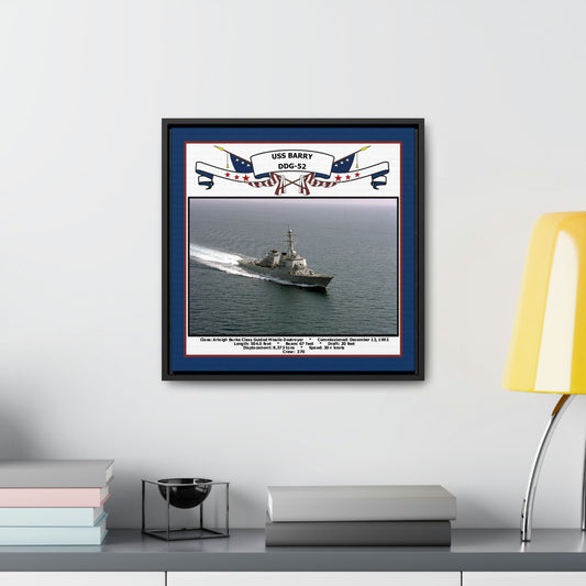 USS Barry DDG-52 Navy Floating Frame Photo Desk View