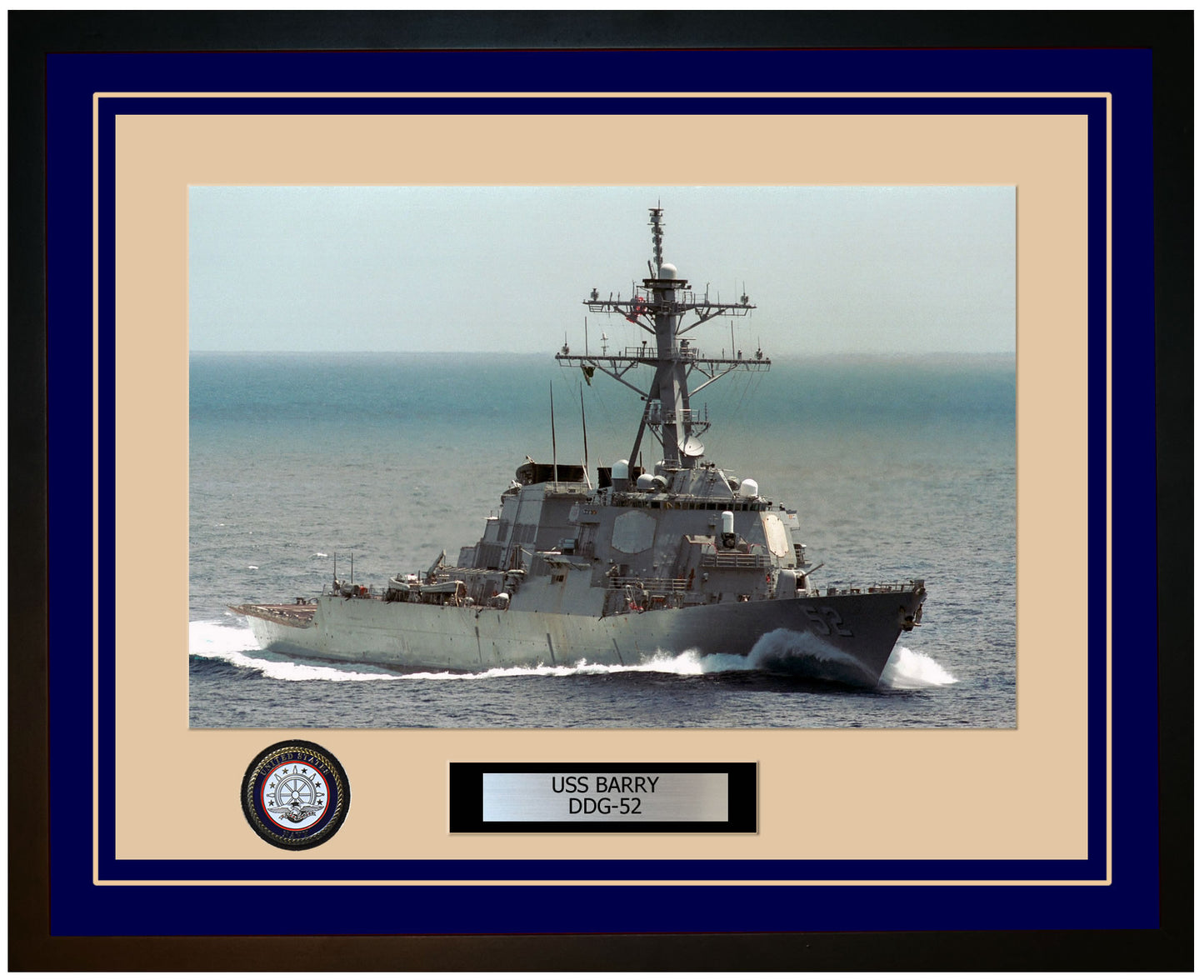 USS BARRY DDG-52 Framed Navy Ship Photo Blue