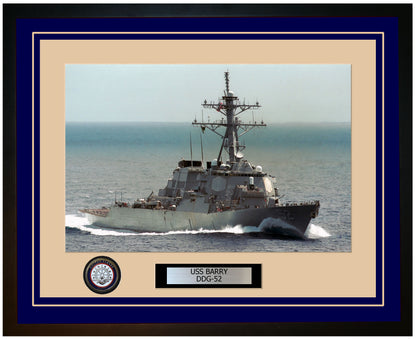 USS BARRY DDG-52 Framed Navy Ship Photo Blue