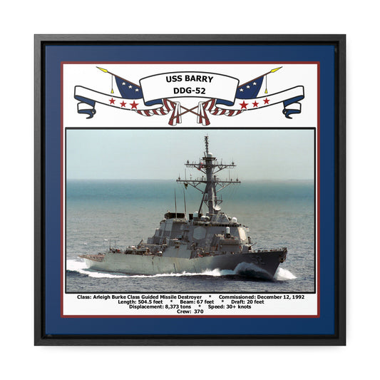 USS Barry DDG-52 Navy Floating Frame Photo Front View