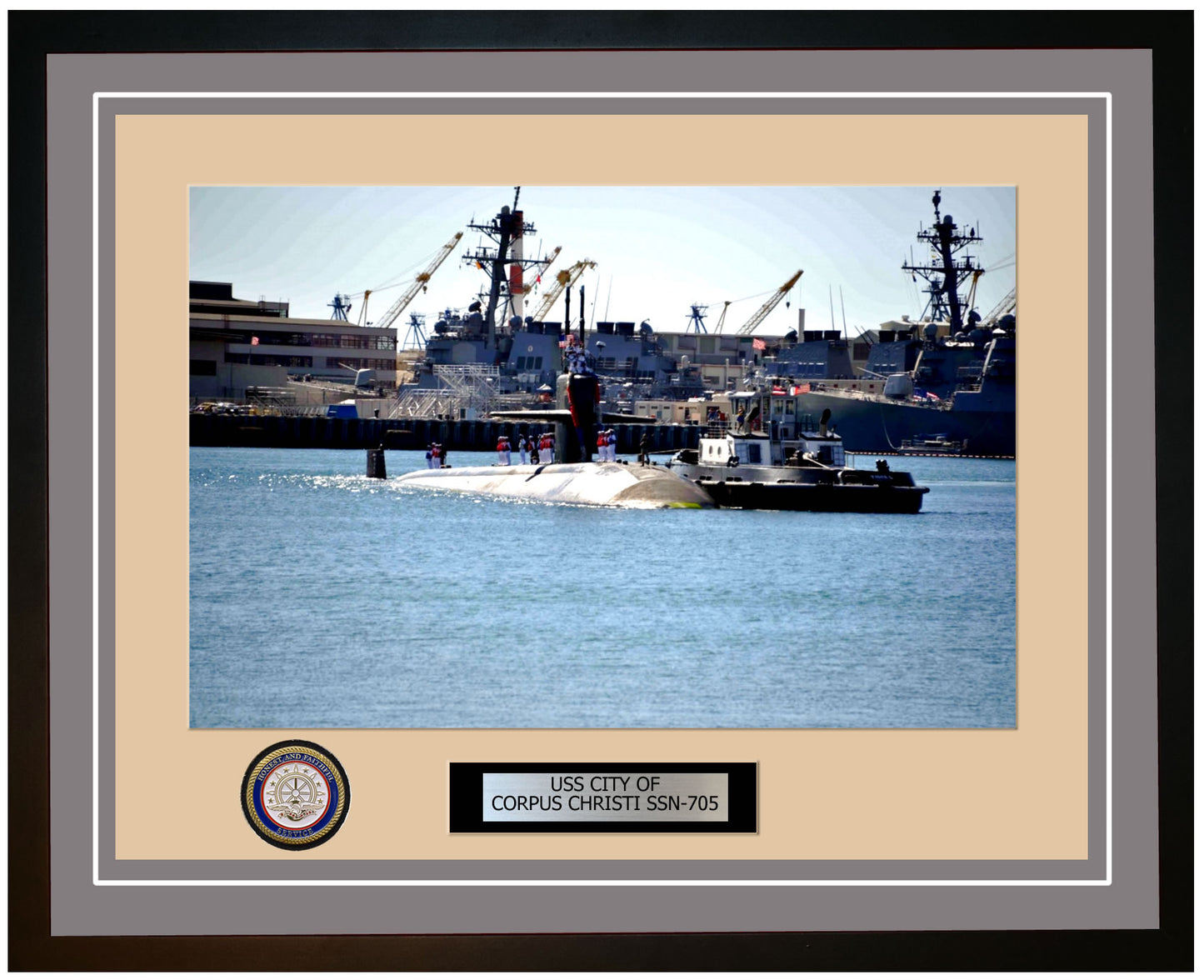 USS City Of Corpus Christi SSN-705 Framed Navy Ship Photo Grey