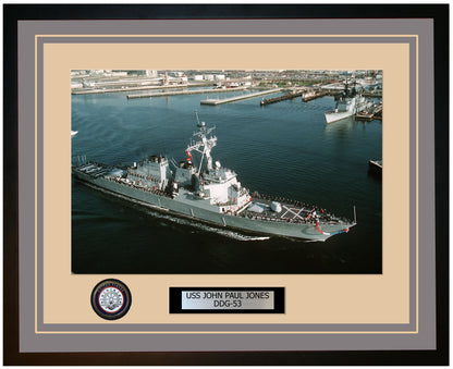 USS JOHN PAUL JONES DDG-53 Framed Navy Ship Photo Grey