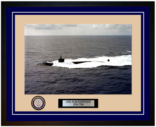 USS Albuquerque SSN-706 Framed Navy Ship Photo Blue